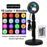 16 Colors RGB Photography Sunset Lamp LED USB Projector Night Light Remote Neon Bedroom Home Coffee Shop Wall Decoration
